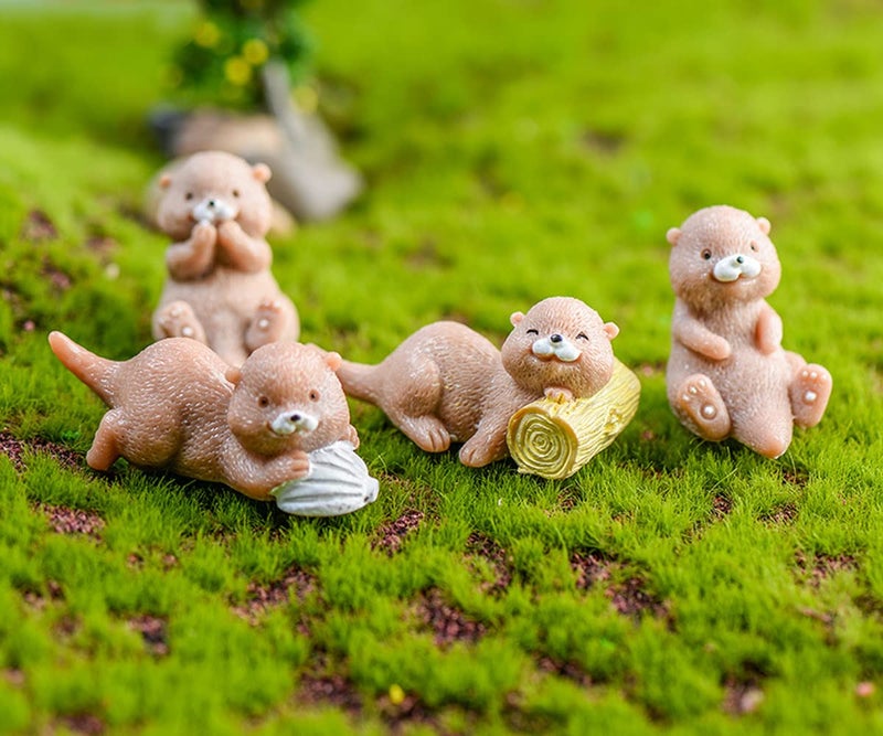 TANOMA 4PCS Otter Fairy Garden Supplies - Miniature Figurines Accessories, DIY Kit, Micro Landscape Ornaments, Fairy Garden Animals - Image 1